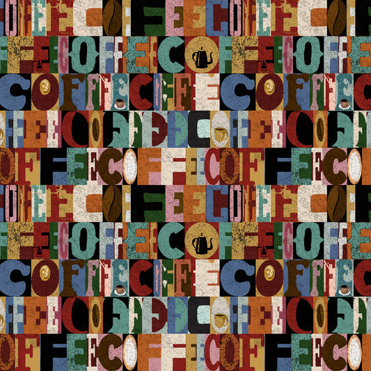 Happiness in a Cup Coffee Text CD3422-MULTI Cotton Woven Fabric