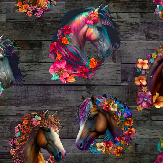 Drinkers of the Wind by Romantz Art Colorful Cameos Gray 22358-GRY Cotton Woven Fabric