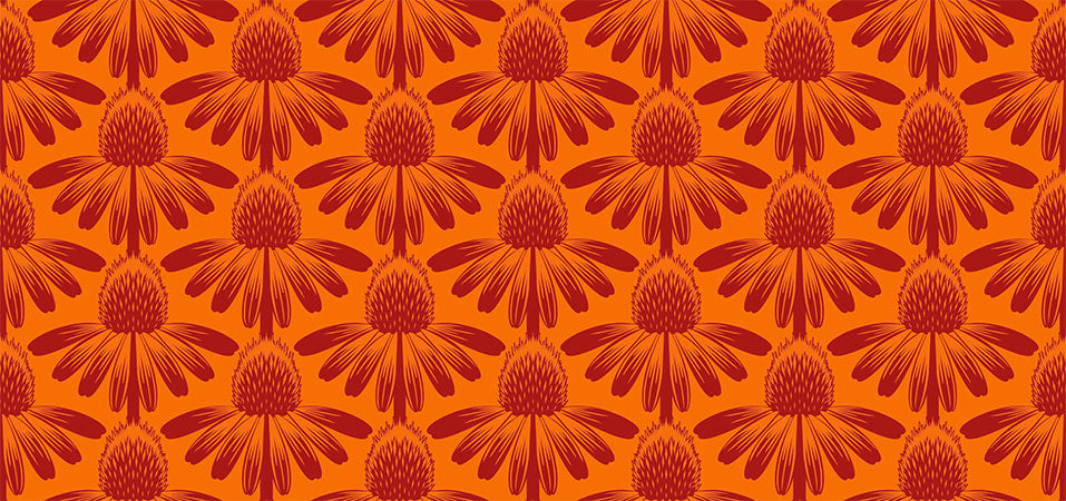 PREORDER ITEM - EXPECTED MARCH 2025: Indelible by Anna Maria Textiles Coneflower Tangerine    AMT1001-59C Cotton Woven Fabric