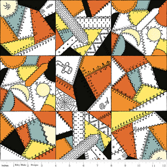 PREORDER ITEM - EXPECTED APRIL 2026: Scary Scraps by J. Wecker Frisch Crazy Patchwork Multi    C17604-MULTI Cotton Woven Fabric