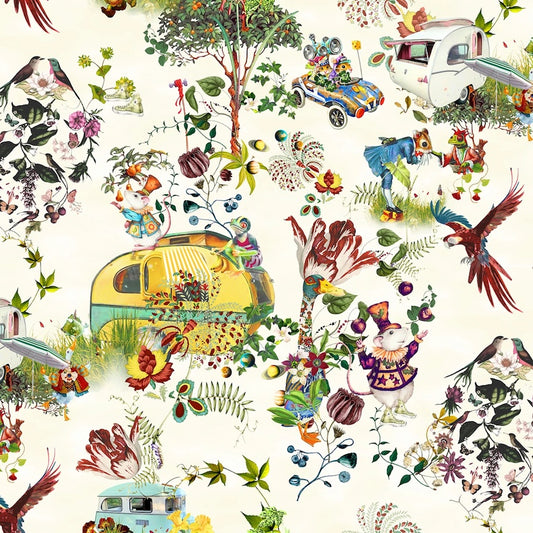 Mousin' Around Cream X5650H-33 Cotton Woven Fabric