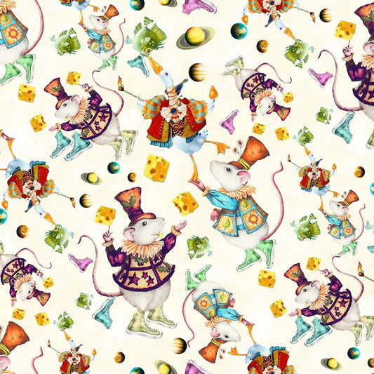 Mousin' Around Cream X5651H-33 Cotton Woven Fabric
