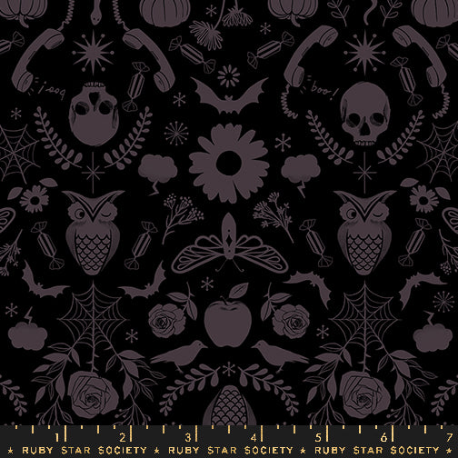PREORDER ITEM - EXPECTED JULY 2024: Good Spirits by Ruby Star Society Creepy Damask Black    RS5138.16 Cotton Woven Fabric