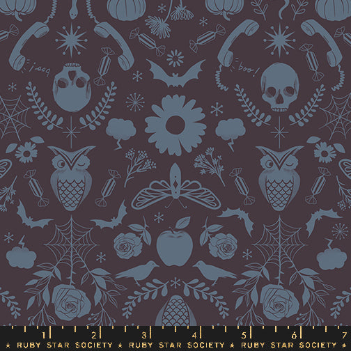 Good Spirits by Ruby Star Society Creepy Damask Caviar    RS5138.15 Cotton Woven Fabric