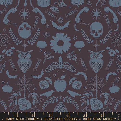 PREORDER ITEM - EXPECTED JULY 2024: Good Spirits by Ruby Star Society Creepy Damask Caviar    RS5138.15 Cotton Woven Fabric