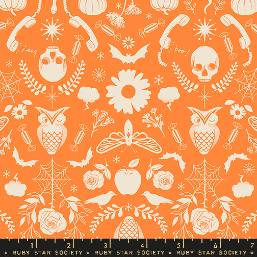 PREORDER ITEM - EXPECTED JULY 2024: Good Spirits by Ruby Star Society Creepy Damask Pumpkin    RS5138.14 Cotton Woven Fabric