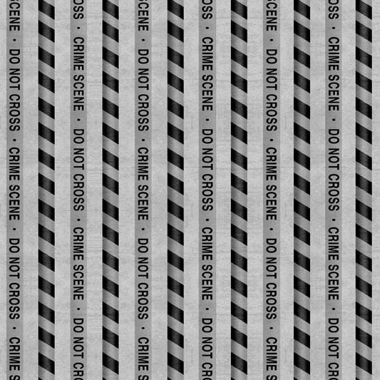 True Detective by Morris Creative Group Crime Scene Stripe Gray 30721K Cotton Woven Fabric