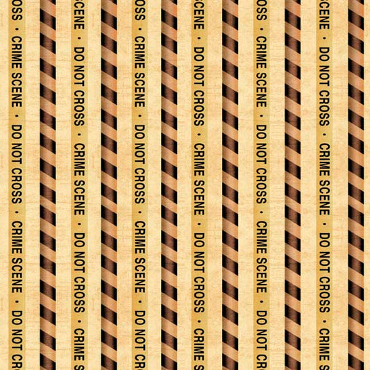 True Detective by Morris Creative Group Crime Scene Stripe Wheat 30721S Cotton Woven Fabric