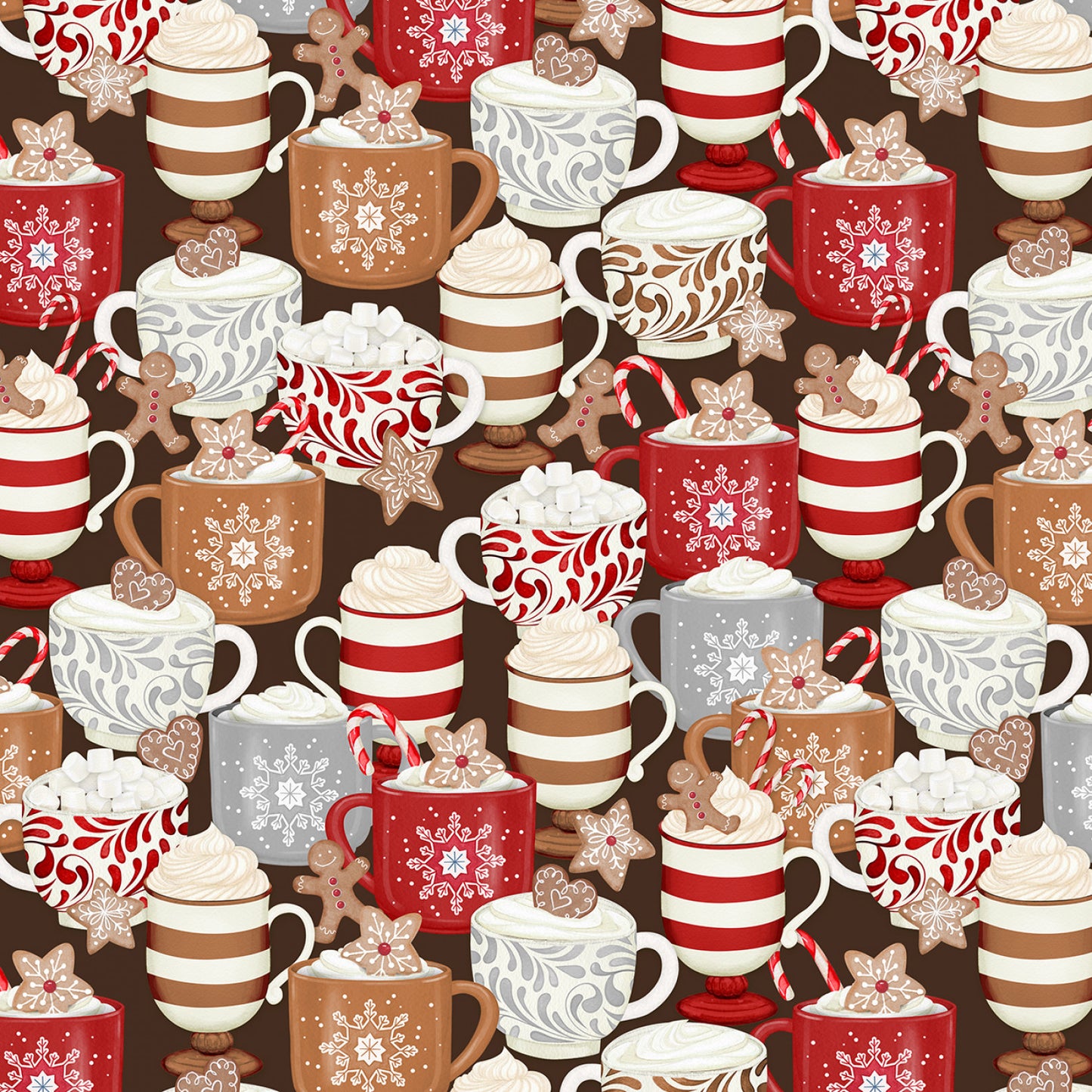 Baking Up Joy by Danielle Leone Cups Packed Chocolate    27706-223 Cotton Woven Fabric