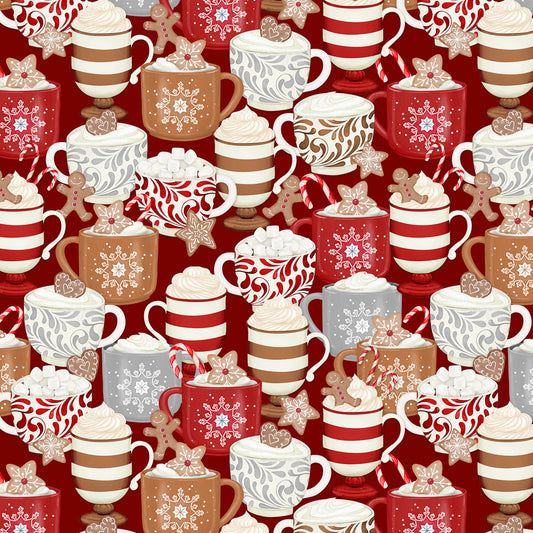 Baking Up Joy by Danielle Leone Cups Packed Red    27706-323 Cotton Woven Fabric