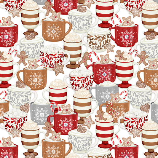 PREORDER ITEM: Baking Up Joy by Danielle Leone Cups Packed White    27706-123 Cotton Woven Fabric