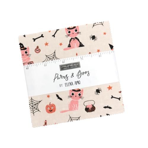 Preorder May 2026: Purrs and Boos Charm Pack 5 in x 5 in Precut of 42 Pieces 39060PP by Elena Amo