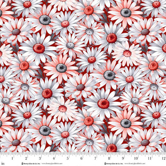 PREORDER ITEM - EXPECTED APRIL 2026: Scarlet's Treasure by Color Principle Daisies Red    3641-88 Cotton Woven Fabric