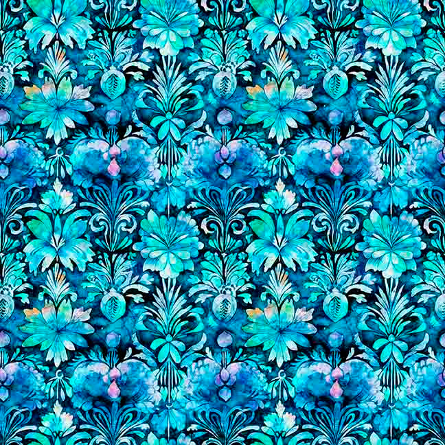 PREORDER ITEM - EXPECTED FEBRUARY 2025: Fantasia by Dan Morris Decorative Floral Turquoise    30973Q Cotton Woven Fabric