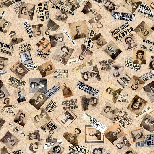 True Detective by Morris Creative Group Detective Ephemera Tan 30720A Cotton Woven Fabric