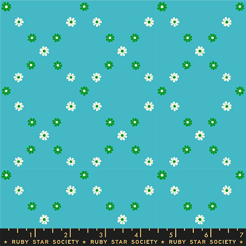 PREORDER ITEM - EXPECTED SEPTEMBER 2025: Best Day Ever by Melody Miller of Ruby Star Society Diamond Flowers Dark Turquoise    RS0107.16 Cotton Woven Fabric