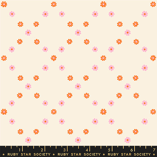 Best Day Ever by Melody Miller of Ruby Star Society Diamond Flowers Orange RS0107.12 Cotton Woven Fabric