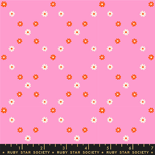 PREORDER ITEM - EXPECTED SEPTEMBER 2025: Best Day Ever by Melody Miller of Ruby Star Society Diamond Flowers Flamingo    RS0107.14 Cotton Woven Fabric
