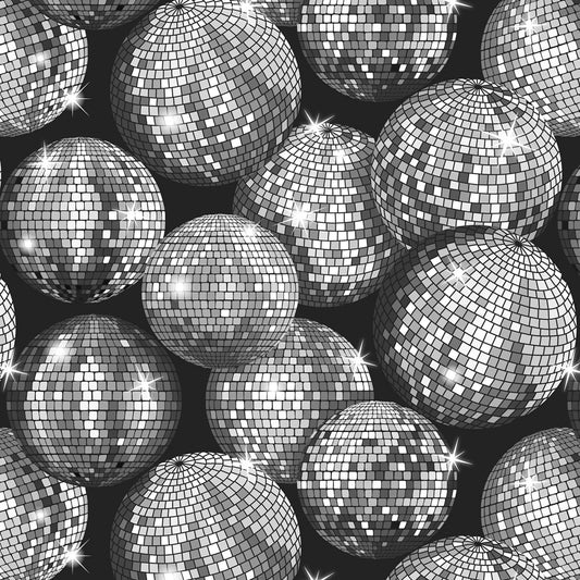 Disco Balls Silver with Silver Metallic    A839.3 Cotton Woven Fabric