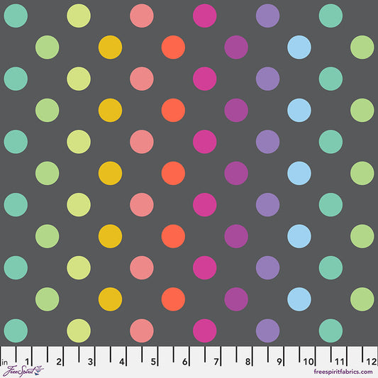 PREORDER ITEM - EXPECTED OCTOBER 2025: Tula Pink Graywork True Colors Disco Poms Carbon    PWTP262.CARBON Cotton Woven Fabric