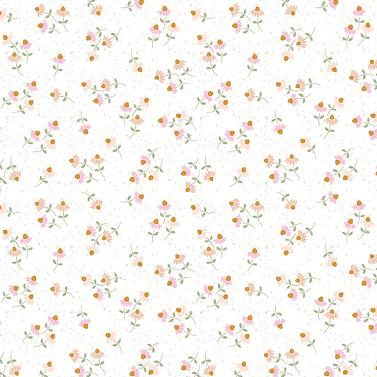 Coneflower Corral by Teresa Magnuson Ditsy Floral White Y4560-1 Cotton Woven Fabric