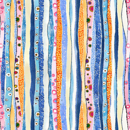 Wild Waters by Dawn Gerety Dotty Stripe    WWAT5486-MU Cotton Woven Fabric
