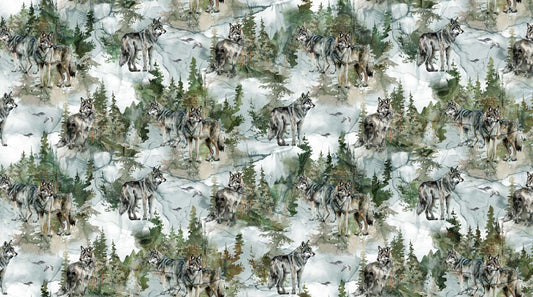 Lone Wolf By Deborah Edwards and Melanie Samra Teal / Multi DP27183-64 Cotton Woven Fabric