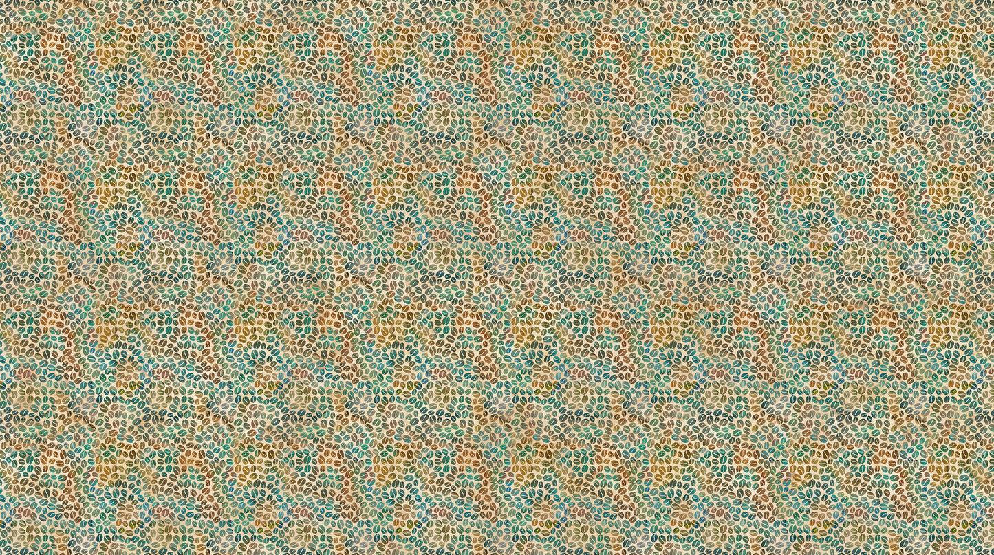 PREORDER ITEM - EXPECTED DECEMBER 2024: Barista by Deborah Edwards and Melanie Samra Digitally Printed Packed Beans Ochre Multi DP27701-14 Cotton Woven Fabric