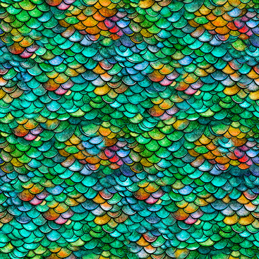 PREORDER ITEM - EXPECTED AUGUST 2025: Dragon’s Song by Morris Creative Group Dragon Scales Green    31156G Cotton Woven Fabric