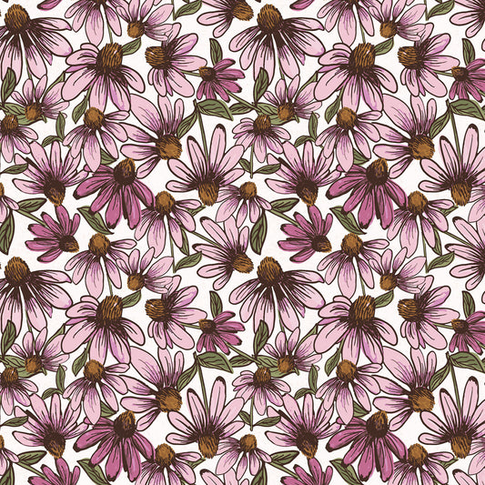 Coneflower Corral by Teresa Magnuson Echinacea White Y4558-1 Cotton Woven Fabric