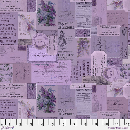 Tim Holtz Eclectic Element Palette Ephemera Purple PWTH305.PURPLE Cotton Woven Fabric