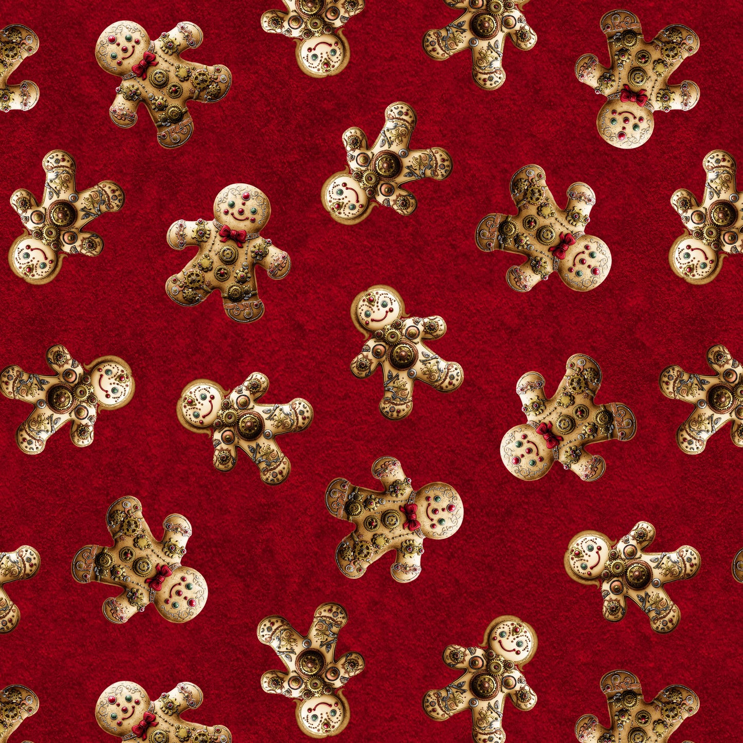 Preorder July 2026: Gears and Garland Steampunk Gingerbread Men Red 4827-88 Urban Essence Designs