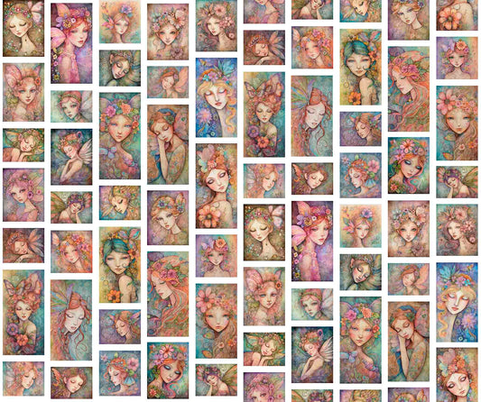 Enchanted by Morris Creative Group Fairy Portrait Patches White 30760Z Cotton Woven Fabric