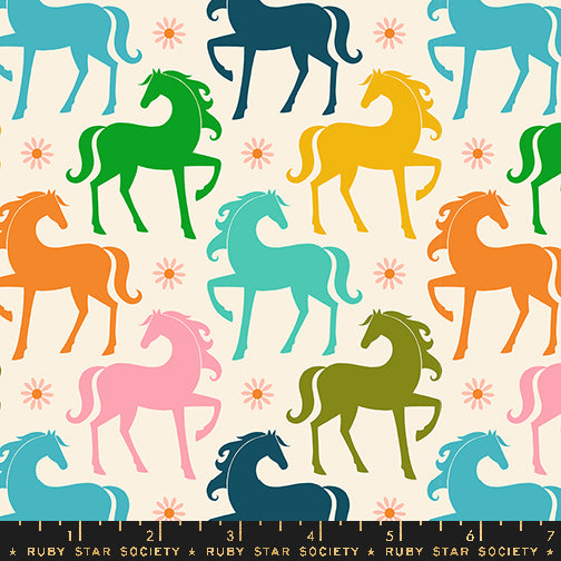 PREORDER ITEM - EXPECTED FEBRUARY 2025: Carousel by Melody Miller of Ruby Star Society Fancy Horse Natural    RS0099.11 Cotton Woven Fabric