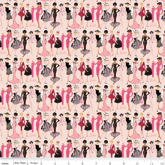 PREORDER ITEM - EXPECTED NOVEMBER 2025: Licensed Barbie Vintage Fashion Blush CD16891-BLUSH Cotton Woven Fabric