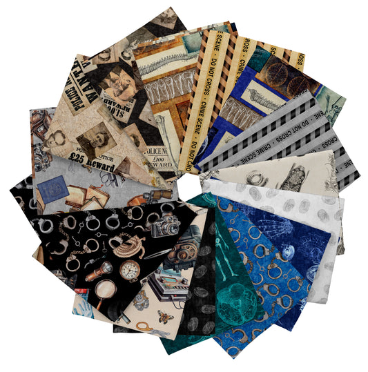 True Detective by Morris Creative Group Fat Quarter Bundle of 16 Prints TRDE-3PKK Bundle
