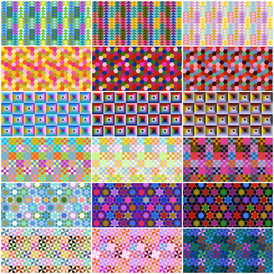 Piecework by Anna Maria Textiles Fat Quarter Bundle of 18 Prints FQPIECE18-10 Bundle