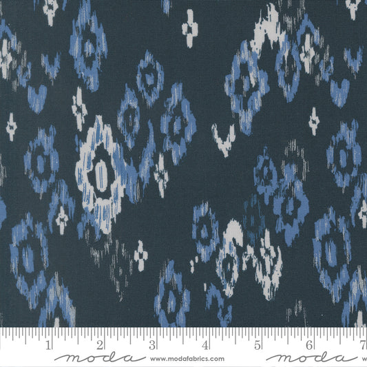 PREORDER ITEM EXPECTED IN JANUARY 2026: Boho Haven by Stephanie Sliwinski of Fancy That Design House Co Feathered Ikat Deep Sea    45642.18 Cotton Woven Fabric