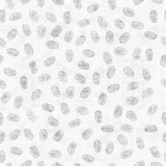 True Detective by Morris Creative Group Fingerprints White 30723Z Cotton Woven Fabric