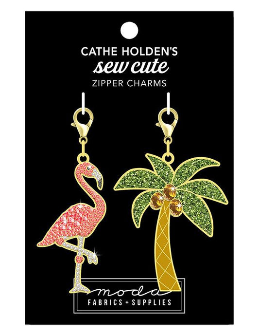 Zipper Pulls Flamingo Palm Zip Pull by Cathe Holden    CH163R