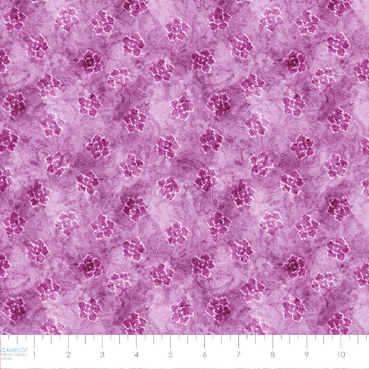Daphne Floral Faux Batik Purple 21231304-02 Cotton Woven Fabric