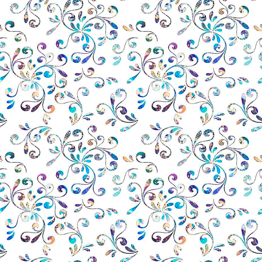 PREORDER ITEM - EXPECTED FEBRUARY 2025: Fantasia by Dan Morris Floral Swirl White    30970Z Cotton Woven Fabric