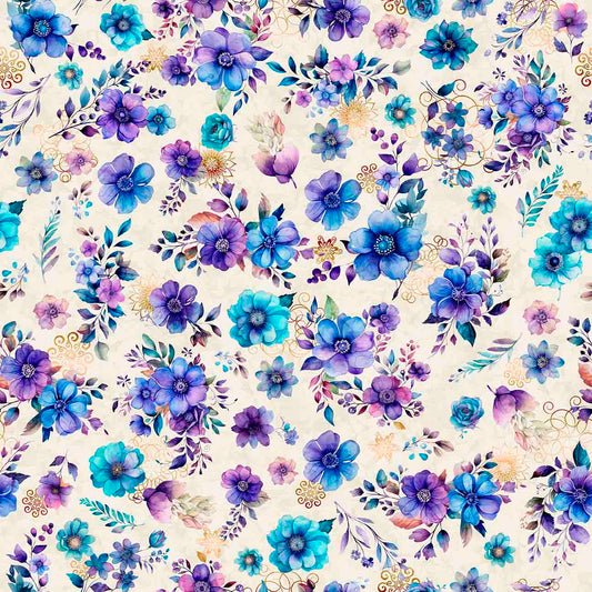 Fantasia by Dan Morris Floral Toss Cream 30964E Cotton Woven Fabric