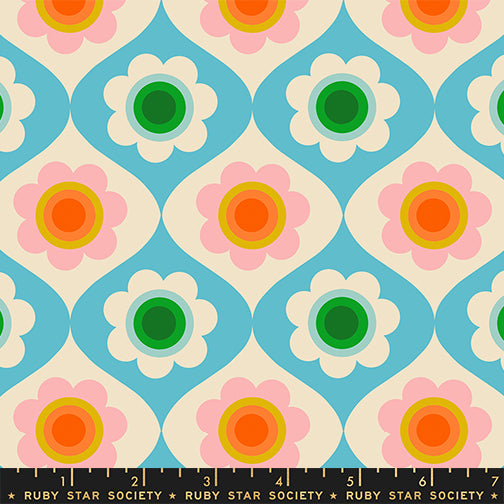 PREORDER ITEM EXPECTED IN FEBRUARY 2026: Trinketry by Melody Miller of Ruby Star Society Floral Turquoise    RS0114.18 Cotton Woven Fabric