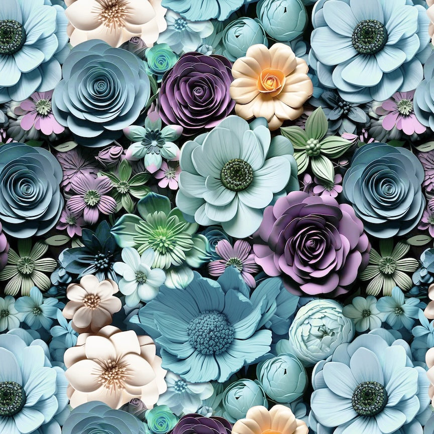 PREORDER ITEM - EXPECTED MARCH 2026: Another Dimension by Funny Girl Digital Flowerbed Medium Turquoise    8678S-71 Cotton Woven Fabric