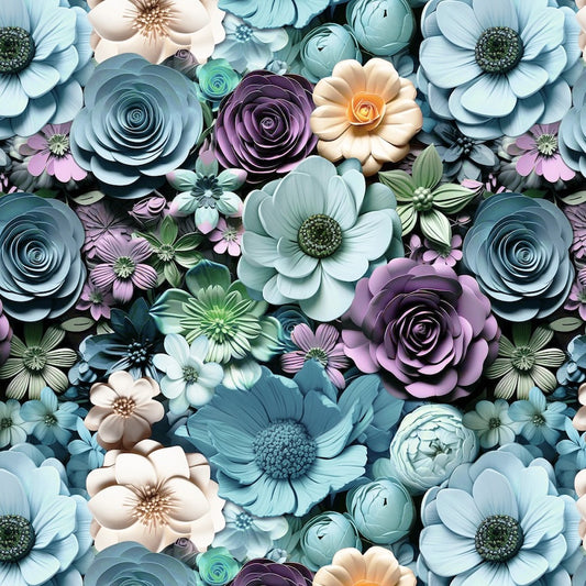 PREORDER ITEM - EXPECTED MARCH 2026: Another Dimension by Funny Girl Digital Flowerbed Medium Turquoise    8678S-71 Cotton Woven Fabric