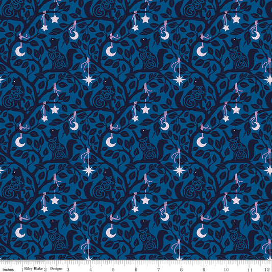 Celtic Cats by Brigid Ashwood Collection Forest Cats Blue CD16582-BLUE Cotton Woven Fabric