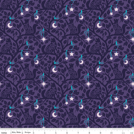 Celtic Cats by Brigid Ashwood Collection Forest Cats Purple CD16582-PURPLE Cotton Woven Fabric