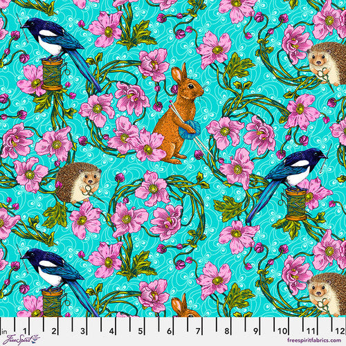 Language of Flowers Odile Bailloeul Forest Tailors Blue PWOB103.BLU Cotton Woven Fabric