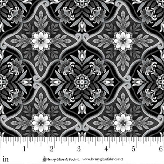 PREORDER ITEM - EXPECTED APRIL 2026: Scarlet's Treasure by Color Principle Foulard Tiles Black    3642-99 Cotton Woven Fabric